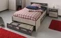 Parisot Bett mit Schubkästen und Nako "Fabric 3" Esche-grau NEU