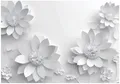 Wallarena Fototapete 3D Effekt Blumen Weiß Vlies Tapete Wohnzimmer Schlafzimmer Wandtapete, Glatt Vlies Washable, Blumen, Weiß, Kunst, (Packung, 7 St., Vlies Fototapete), Vliestapete schwarz Wohnzimmer Schlafzimmer Küche Tapete + Kleister