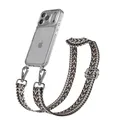Handykette für Apple iPhone 17 Pro Hülle mit Boho Band Grau / Schwarz - Silber
