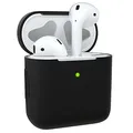 EAZY CASE - Schutzhülle für AirPods 1 & 2 Hülle Schwarz Silikon Case Stoßfest mit Deckel Schutz Antikratz Etui Cover rutschfeste Silikonhülle für Airpod Pro 1. / 2. Generation Silikoncase in Schwarz
