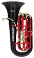 Classic Cantabile MardiBrass Deutschland Tuba Bb - Extrem leicht & sehr stabil - Material Korpus: ABS Kunststoff - Mundrohr & Maschine: Messing - Gigbag & Mundstück - Farbe: Schwarz Rot Gold