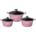 Diamant Kochgeschirr 6 teilig Topf Induktion Alu Guss Kochtopfset Marmor Pink