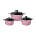 Diamant Kochgeschirr 6 teilig Topf Induktion Alu Guss Kochtopfset Marmor Pink