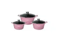 Diamant Kochgeschirr 6 teilig Topf Induktion Alu Guss Kochtopfset Marmor Pink
