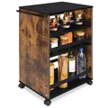 bomoe Nischenwagen Servierwagen auf Rollen mit 3 verstellbaren Ebenen & FSC® Holz Küchenwagen mit Arbeitsplatte – freistehender Universal Rollwagen Küche Bad Büro 50x38x79 cm Braun & Schwarz Bengt