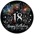 speecheese Magnet 18. Geburtstag Feuerwerk Magnet mit Flaschenöffner rund Spruch Happy