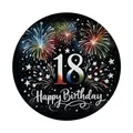 18. Geburtstag Feuerwerk Magnet mit Flaschenöffner rund mit Spruch Happy Birthday 18 Perfekt zum Fest Glückwunsch für die Achtzehn Feier Accessoire