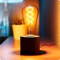 SSC-LUXon NAMBI Edison Vintage Tischlampe schwarz inkl. Filament E27 LED Birne warmweiß - Nachttischlampe mit Kabel und Schalter