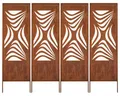 Kapaga - Sichtschutz Metall 4x - 160 cm x 50 cm - Edelrost - Rostoptik Sichtschutz für Garten - Sichtschutzelement - Sichtschutzwand - Gartendekoration Zaun - Rost (Strauch) (Muster)