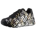 Skechers Skechers x JGoldcrown: Uno Lite - Metallic Love Plateausneaker, Schnürschuh, Keilsneaker mit Herzchen im Metallic Look bedruckt schwarz 32 EU