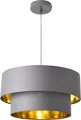 Hängeleuchte E27 Deckenleuchte Hängelampe 40 cm Metall Stoff Grau-Gold [lux.pro]