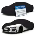 LST Autoabdeckung Indoor – lackschonende und Dehnbare Autogarage. Car Cover Innenbereich für Autohäuser und Endverbraucher. Auto Abdeckplane schützt vor Sonne, Staub. (Schwarz, XXL (540x175x120cm))
