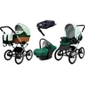 Babylux® Classic Exclusive | 4in1 Kinderwagen Set | Green Daisy | Kombikinderwagen | Kinderwagen