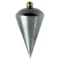 Dönges Senklot mit Schnur, 20 m, aus Stahl, birnenförmig, blank gedreht, mit Messingknopf, ohne Platte mit Stahlspitze