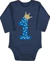 Baby Body langarm Mädchen Junge - 1. - Erster Geburtstag - 6/12 Monate - Navy Blau - geschenk für einjährigen jungen one year outfit 1 jahr 1ter babybody first birthday girl clothes geburtstags
