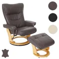 Robas Lund MCA Relaxsessel Montreal, Fernsehsessel Hocker, Echtleder 130kg belastbar ~ Variantenangebot 56049