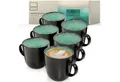 SÄNGER Becher Set Fiji Grün Schwarz, 6-tlg., Steingut, 6 tlg. Kaffeebecher Set, Handmade, VALUE COLLECTION