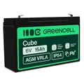 Green Cell® AGM 6V 15Ah Akku Vlies Batterie VRLA Blei Batterie Bleiakku Ersatzakku Akkubatterie Versorgungsbatterie Zyklenfest Wartungsfrei für Spielzeug Alarm Notstrom Kinderroller Reha