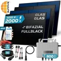 SUNNIVA® 2000W Balkonkraftwerk BIFAZIAL FULLBLACK komplett Steckdose Ecoflow 800W Wechselrichter, PV Solaranlage, 5m Kabel, Bluetooth WIFI