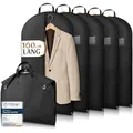 Bruce.® 5x Kleidersack Kurz 100x60cm – Atmungsaktive Kleiderhülle für Anzug, Jacke & Hemd – 120 GSM Materialstärke – Anzugtasche für Reisen & Aufbewahrung - Kleidersäcke herren - Schwarz
