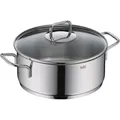 Silit Extra Cook, Bratentopf 24 cm mit Glasdeckel, Innenskalierung, breiter Schüttrand, hochwertiger, spülmaschinenfester Crominox-Edelstahl, Kochtopf groß, optimale Wärmeverteilung, Induktion