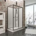 Schulte Komplettkabine - Version rechts, 120 x 80 x 204 cm, Sicherheitsglas (ESG) Klar hell, Mattschwarz - Schwarz