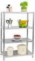 shelfr Edelstahl Regal bis 160kg - 4 Ebenen Schwerlastregal Küche 74x41x108 - Metallregal Stahlregal Lastenregal 40 tief - Standregal Lagerregal Vorratsregal für Abstellraum Speisekammer Kellerregal