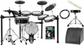 XDrum DD-650 PLUS Mesh E-Drum Kit - elektronisches Schlagzeug mit echter HiHat - 14" Snare-Pad und 14" Kick-Pad aus Holz - 720 Sounds - inkl. Rack, Hocker, Monitor, Sticks und Schule - Black Sparkle