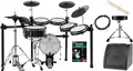 Top E-Drum Set mit 6 Meshheads, 2 Holzkessel, Rack, Hocker, Monitor und Sticks
