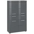 Midischrank INOSIGN "Avena", grau (grau, grau hochglanz), B:73cm H:132cm T:31cm, Schränke, Badschrank mit einer Schublade und 4 Türen - Maße (B/T/H) 73/31/130 cm