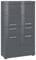 Midischrank "Avena", Badschrank mit einer Schublade und 4 Türen - Maße (B/T/H) 73/31/130 cm, grau/grau Hochglanz B/H/T: 73 cm x 132 cm x 31 cm