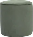 Miliboo - Runder Samtpouf in Khakigrün, gerippt, D40 cm PAUL