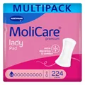 MoliCare lady Pad 0.5 Tropfen ultra diskrete Einlagen für Frauen ohne Dufstoffe, dünne & flexible Einlagen für leichte Inkontinenz, geruchsneutralisierend, 224 Stück