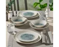 GÜRAL Porselen Tafelservice RODEN (24-tlg), 6 Personen, Porzellan, Stilvolles und langlebiges Design mit blauer Struktur