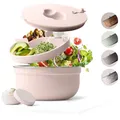 MAMEIDO Salatbox to go 1,5 l, Bowl Lunchbox Erwachsene aus Edelstahl, Bento Box BPA-frei mit Fächern & auslaufsicherem Dressingbehälter, Essensbox Meal Prep (Blush Kissed)