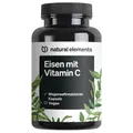 natural elements Eisen 20mg + 42mg Vitamin C – 180Kapseln – Premium-Rohstoff: FerrochelTM – neutral