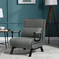 3 In 1 Relaxsessel, Schlafsessel Mit Bettfunktion, Klappbares Schlafsofa Mit Verstellbarer Rückenlehne, Abnehmbarem Kissen, Sofabett, Metallrahmen Leinen Bis 150 Kg Belastbar, Dunkelgrau - Woltu