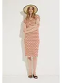 MORE&MORE A-Linien-Kleid feines, Ajour-Strickkleid, Wellenoptik