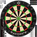 KESSER® Dartscheibe kork mit 9 Dartpfeile Professional Dartboard + 21 Pro Flights + Zubehör Steeldart Offizielles Dartscheibe 9 Pfeilen Metallspitze Profi Steeldartscheibe - Dartboard inkl. Montageset