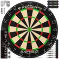 KESSER® Dartscheibe Sisal mit 9 Dartpfeile Professional Dartboard + 21 Pro Flights + Zubehör Steeldart Offizielles Dartscheibe 9 Pfeilen Metallsp... - Schwarz