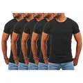 Young & Rich T-Shirt Herren Uni Basic rundhals Ausschnitt Unterziehshirt 1701 Rundhalsauschnitt unifarben kurzarm regular fit schwarz L