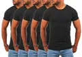 Young & Rich Herren Uni Basic T-Shirt mit Rundhals Ausschnitt einfarbig Stretch körperbetonte Dehnbare Passform 1701, Grösse:L, Farbe:Schwarz - 5 Stück