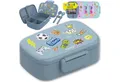 BEARFOOT Lunchbox Brotdose Kinder mit Fächern, auslaufsicher - Sticker, blau, Kindergarten und Schule - Mädchen und Jungen, Vesperbox, Snackbox