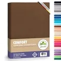 leevitex Premium Topper Boxspringbett Spannbettlaken | 100% Mako-Jersey-Baumwolle | ÖKO-TEX | 170g/m² | 90 x 200-100 x 220 | Schokobraun/Dunkelbraun | 18 cm Steg