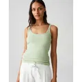 OPUS Trägertop Trägertop INA Slim aus stretchigem BCI Cotton Mix grün 36