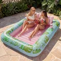 SLOOSH Aufblasbare Tanning Pool, 85" x 57" Extra große aufblasbarer Luftmatratze für Erwachsene mit Kissen, 4-in-1-Sonnenliege, aufblasbares Badebett,Partygeschenk, XL-Cyan Rosa