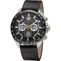Regent 11110943 Herrenuhr Chronograph mit Lederband - Schwarz