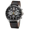 Regent Herren Armbanduhr Analog Lederarmband schwarz orange URBA828