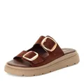 Tamaris Damen Pantolette mit Keilabsatz Leder, braun, 36 EU