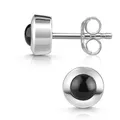 Materia Ohrstecker Silber 925 schwarzer Onyx Stein für Frauen SO-207-Onyx